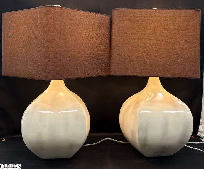 Pair Modern Style Contemporary Table Lamps - 28" to top of socket image