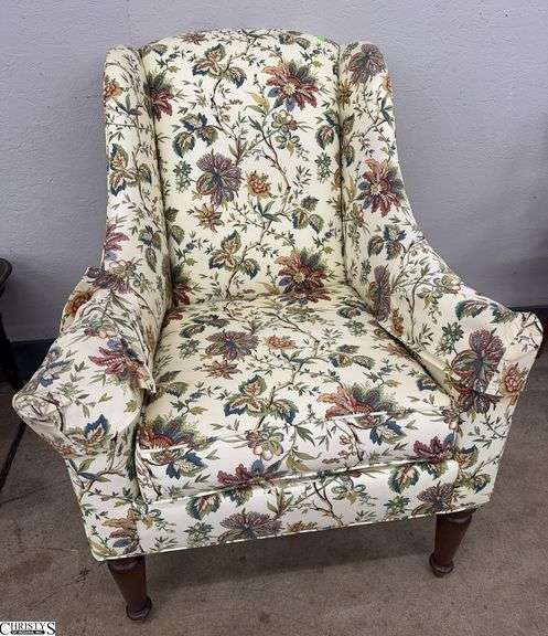 Ethan Allen Floral Arm Chair, Has Some Water Spots on One Side of Cushion, 31x35x41" image
