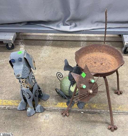 Metal Garden Animals, Cat is Cast Iron Pan Tail is 22" Tall image