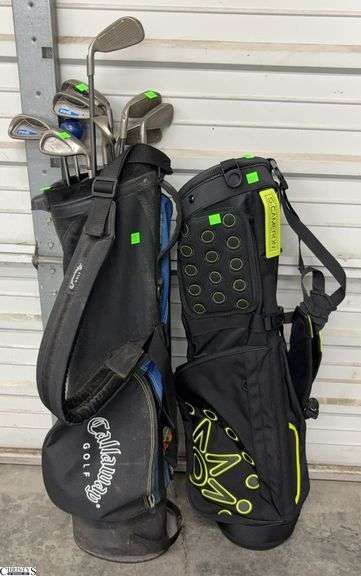 Callaway and Cameron Golf Bags and Assorted Clubs - Ping, Spaulding, and Others - 40" of longest - some wear to bags image