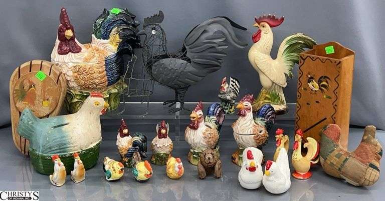 Rooster, Farm House, Country Style Decor, Cookie Jar, Cream and Sugar, Bank, Match Holder Tallest 11" image