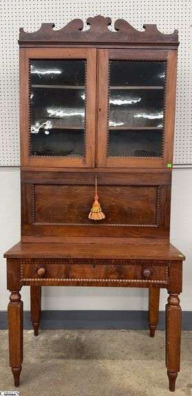 2 Piece Drop Front Secretary Cabinet, Base 37.5x23x30", Top 36x12.5x52.5" Overall Height 83" image