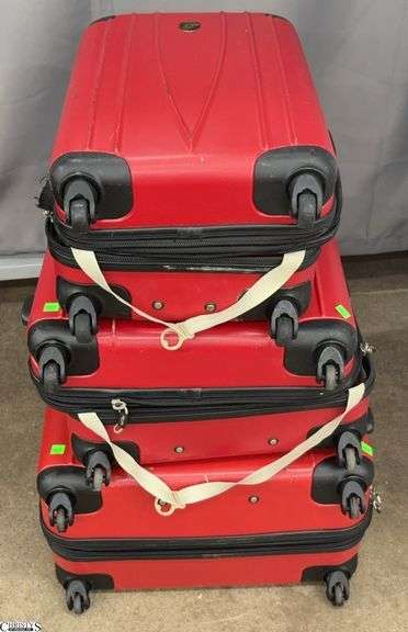 3 Heys Hard Sided Suitcases - 12" x 29" x 20" - some wear, scuffing from use image