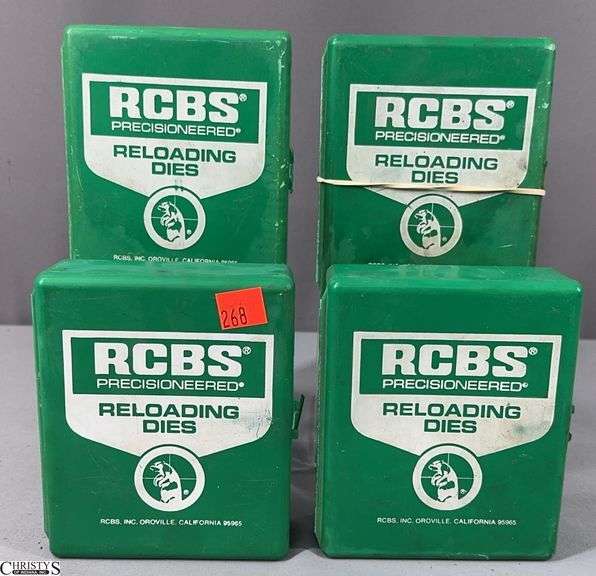 4 RCBS 3-Die Sets in Green Plastic Box- .38 ACP Super Auto, .38/40 WCF, 9mm Luger and .41 Mag. image