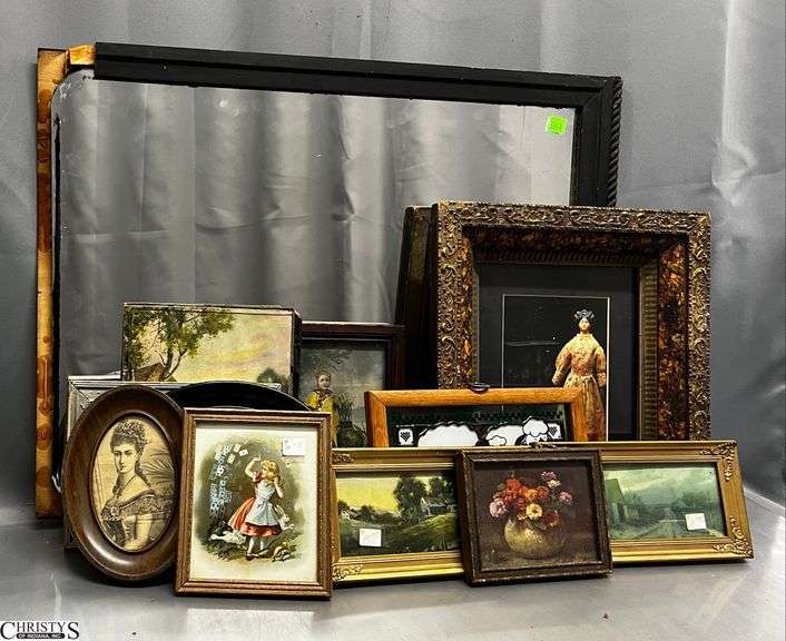Assorted Framed Prints and Wall Mirror - Some wear/damage - 25" x 20" of mirror image