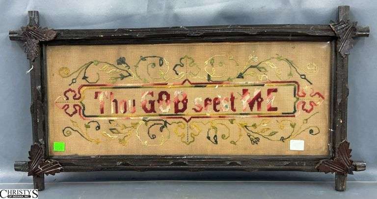 "Thou God seest Me" Framed Antique Paper Punch in Adirondack Frame - 26" x 13.5" image