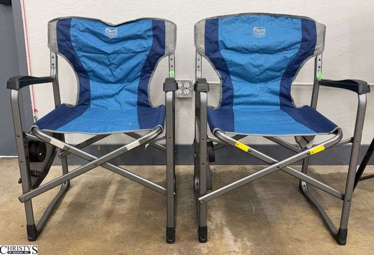 2 Folding Timber Ridge Chairs With Flip up Side Table, Seat Width 21" image