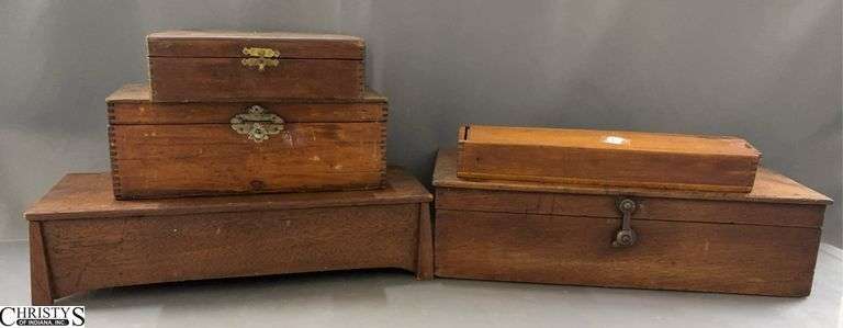5 Wooden Desktop/Art Storage Boxes - 15" x 6" x 5" of largest image