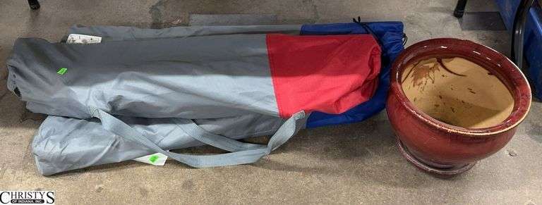 3 Folding Bag Chairs, 2 Blue 1 Red image