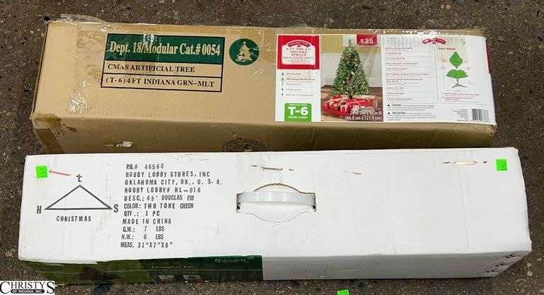 2 Small Artificial Christmas Trees - 4.5ft is tallest image