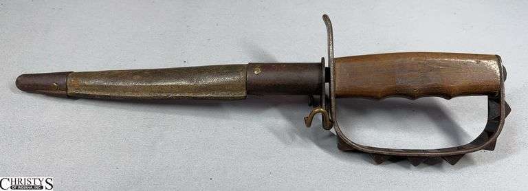 1917 US Trench Knife Marked L.F. & C. 1917 with Scabbard.  Triangular Blade Approx. 9" image