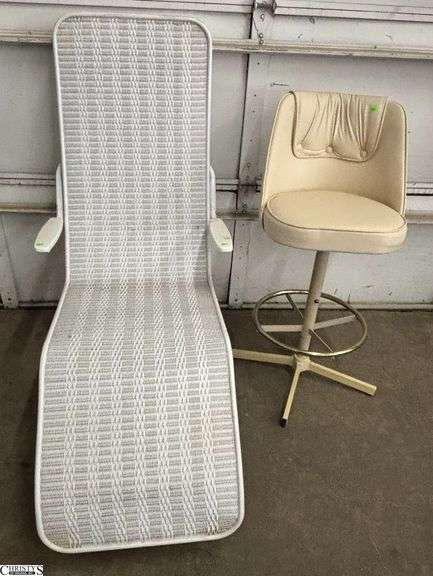 Outdoor Lounger Chair and Bar Stool - 48" T x 18" S of lounger image