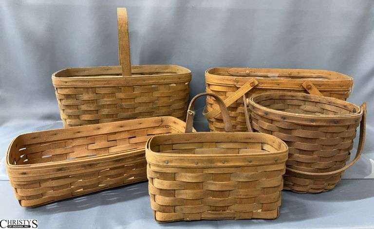 5 1980's Longaberger Baskets - 14" x 10" x 8" of largest image