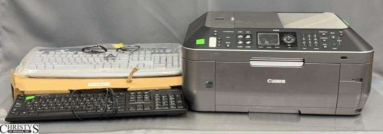 Canon MX870 Printer/Scanner, Compaq and HP Keyboards - 19" x 14" x 9" of printer image
