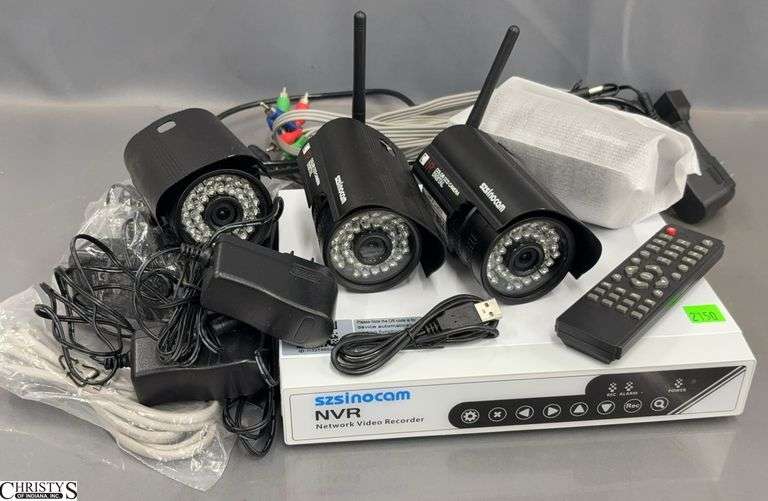 szsinocam Network Video Recorder, 4 Cameras, and Cords - Untested image
