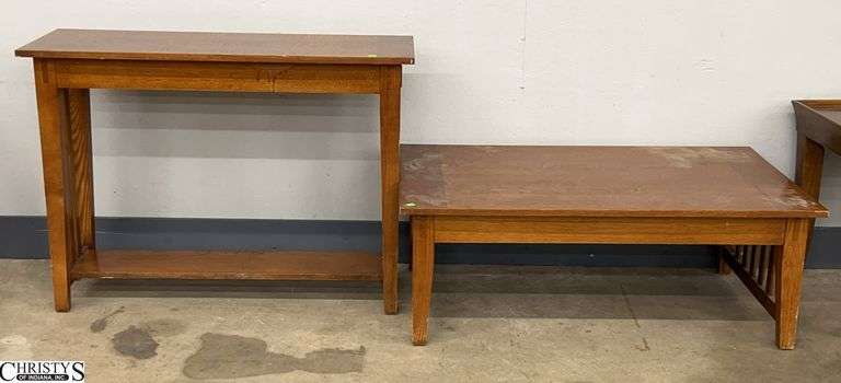 2pcs Console Table and Coffee Table, Needs Repair on Side, Has Wear 44x28x16" Coffee Table image