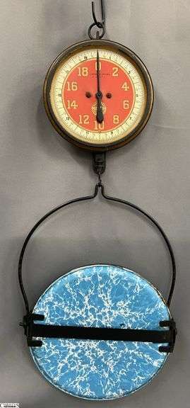 Antique Graniteware John Chatillon & Sons New York Hanging Shop Scale - 12" x 24" image