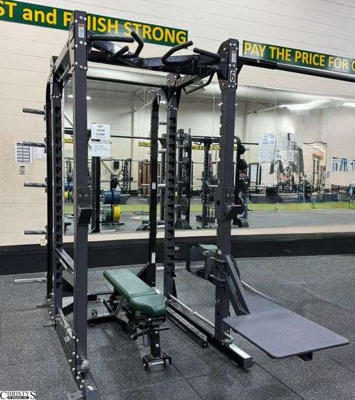 Hammer Strength Rack with Bench and Platform. NO WEIGHTS, BARS, OR EXTRA ADDONS. Overall 55 wide 80 deep 96” tall image