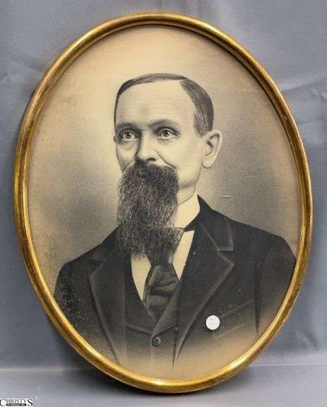 Antique Metal Oval Framed Portrait - 16" x 20" image