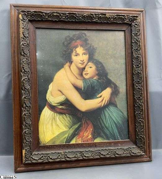 Ornate Framed Print after Le Brun - 26" x 29" of frame, some chipping image