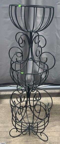 2 Coated Wrought Metal Planter Urns and Basket - 17" x 24" of urn image