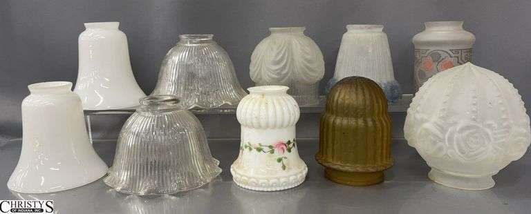 10 Glass Light Fixture Shades - 6" x 5" of largest image