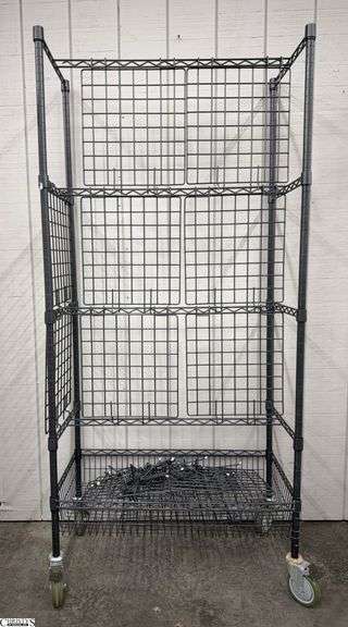 Black Wire Vendor Display Rack With Bin Bottom Shelf 36x18x78" image