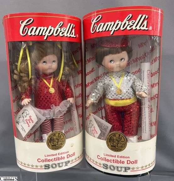 2 Campbells Soup Collectible Dolls In Boxes image