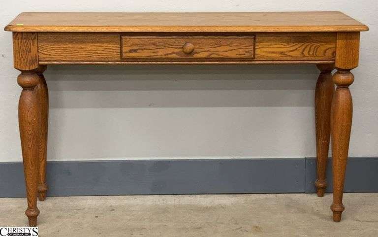 Single Drawer Oak Console Table - 48" x 16" x 28" image