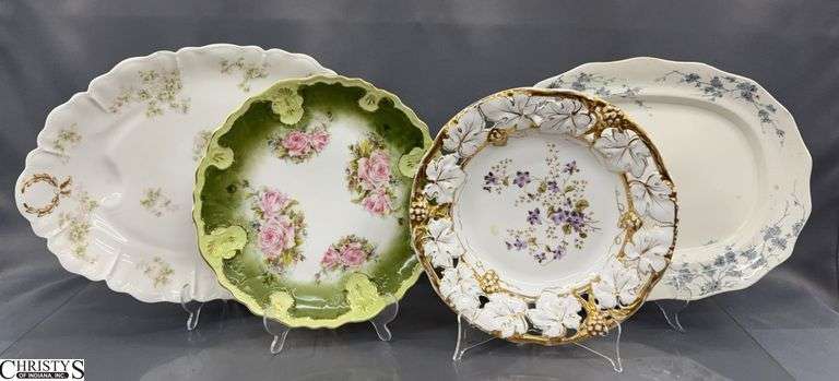 4 Antique Porcelain Charger Plates and Platters - 19" of largest image