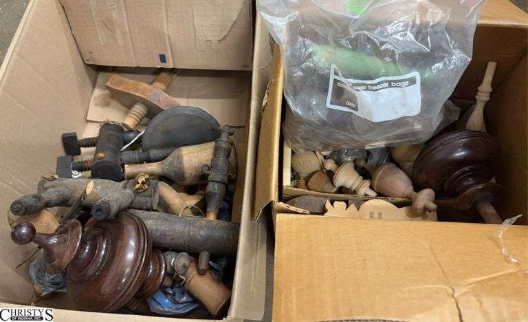 Assorted Wooden Finials, Spindle Parts, Furniture Parts - 8" of largest image