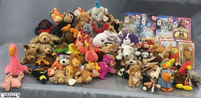 Large Lot of Ty Beenie Babies, Some New In Packages image