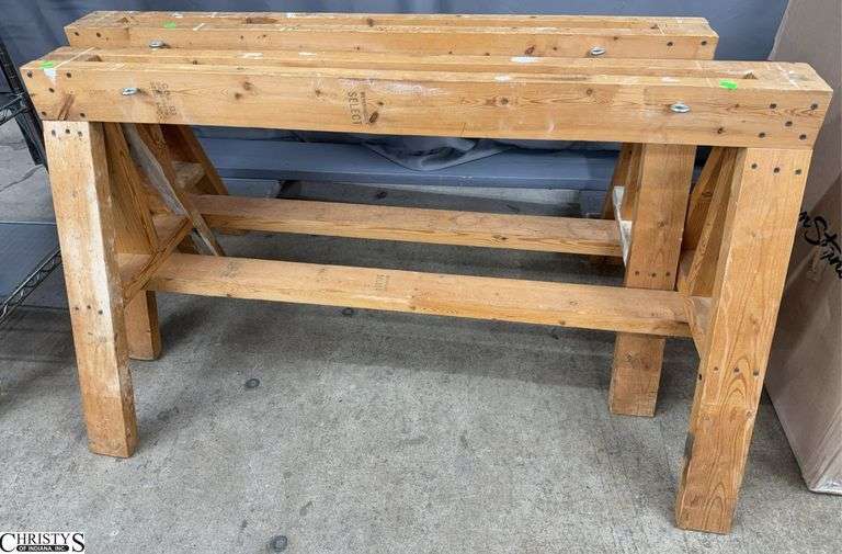 2 Hand Made 2x4 Saw Horses, Overall 48x28" Tall image