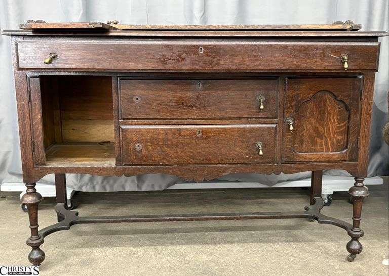 Antique Buffet - 60" x 23" x 40" - shows wear and damage image
