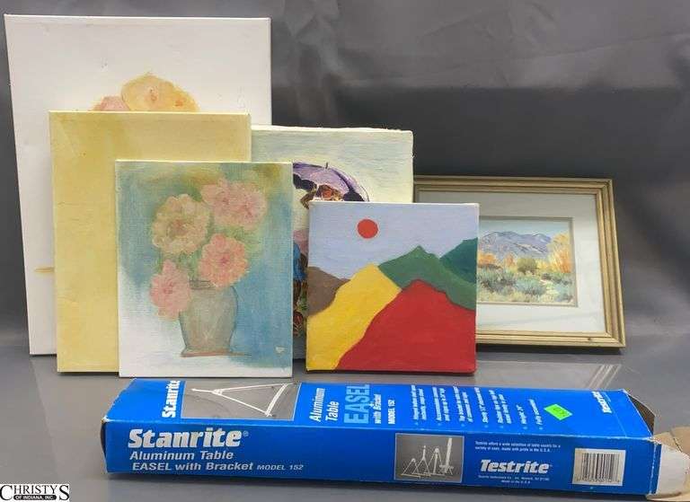 Canvas Paintings, Pastel Original Artwork, Aluminum Table Easel, Largest Piece 12x16" image