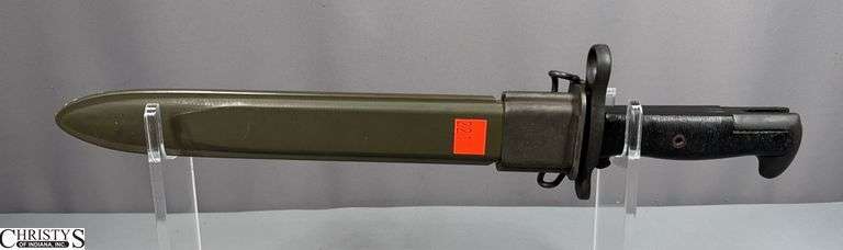 US M1 Garand AFH Bayonet with Flaming Bomb US & Scabbard.  Approx. 10" Blade image