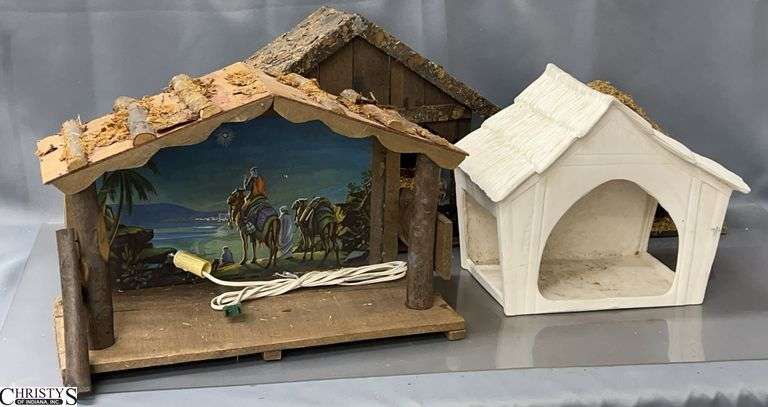 4 Nativity Scene Creches - 19" x 12" of largest - some wear image