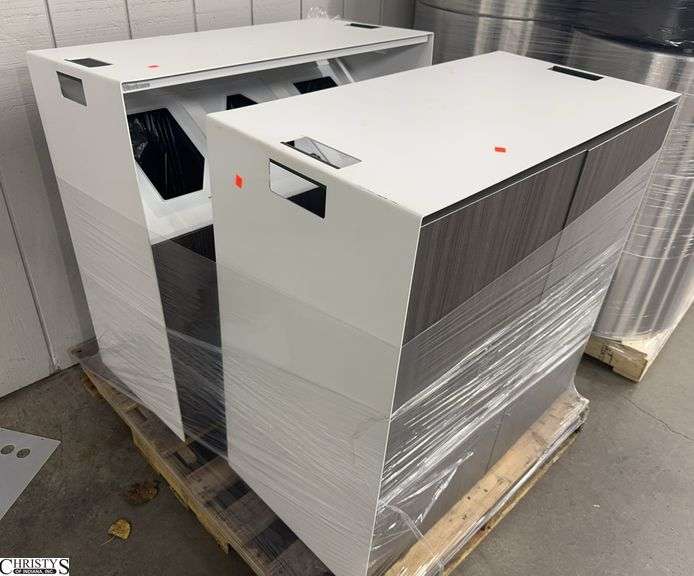 2 Recycle Bins 3 Bay, 36x18x36" On Wheels image