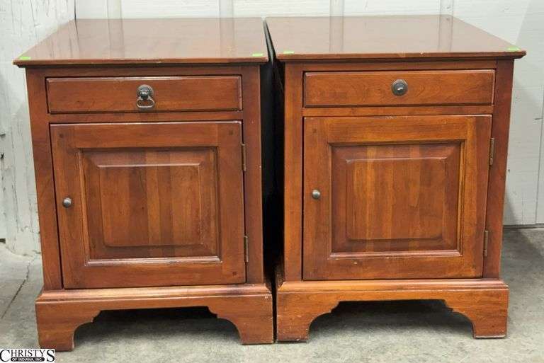 Pair Bob Timberlake Side Tables - 20" x 28" x 25" - some wear/scuffing - one drawer pull is broken image