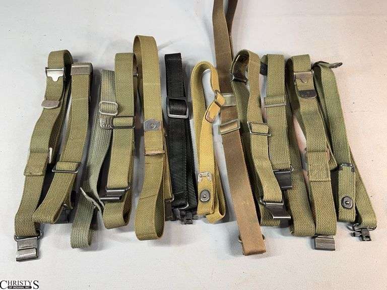 11 Green Slings Olive Drab Color, Web Canvas and 1 Black Sling Web Canvas image