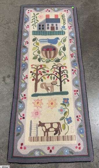 Claire Murray Hand Hooked Wool Rug Runner - 26" x 68" - shows wear image