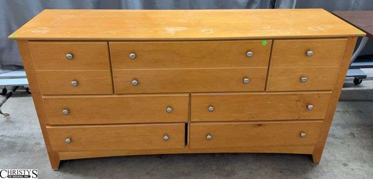 Progressive 7 Drawer Dresser - 65.5" x 17.5" x 34" - shows surface and edge wear image