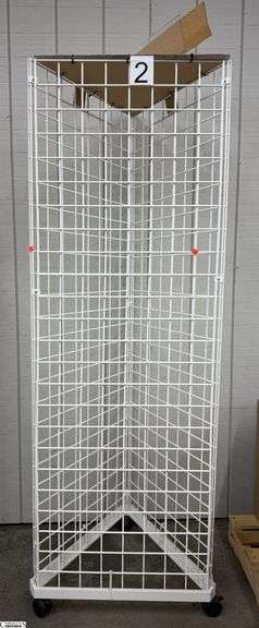 White Wire Triangular Display Tower 26"x22"x76" Tall As Stands image