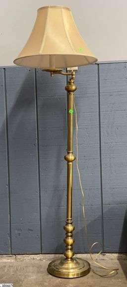Brass Floor Lamp, Base Needs Tightened 58" Tall image
