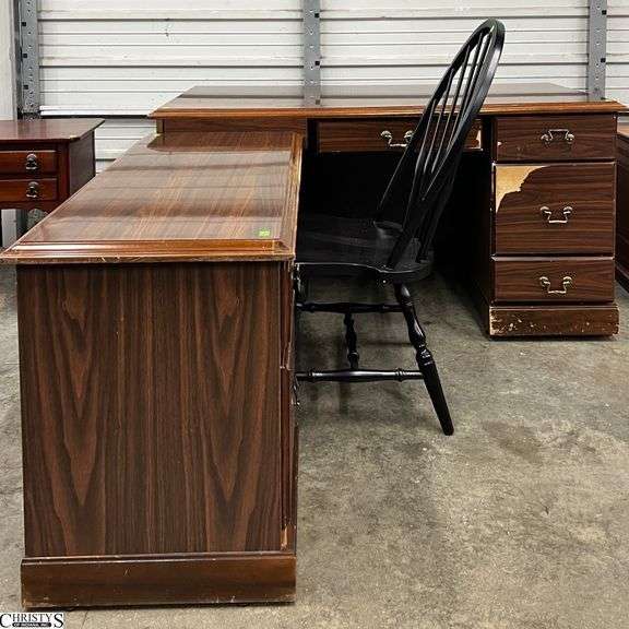 Executive Corner Desk and Chair - 60" x 30" x 30" - shows wear/damage image