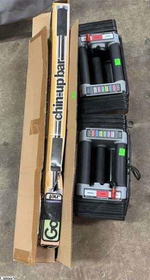 2 Adjustable Dumbbell Blocks, Chin-Up Bar, Bodylastic Combat Curl image