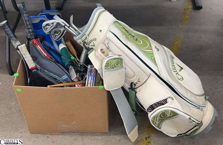 Golf Clubs and Bag, Racquets, Ping Pong Net, Misc Sports Items image