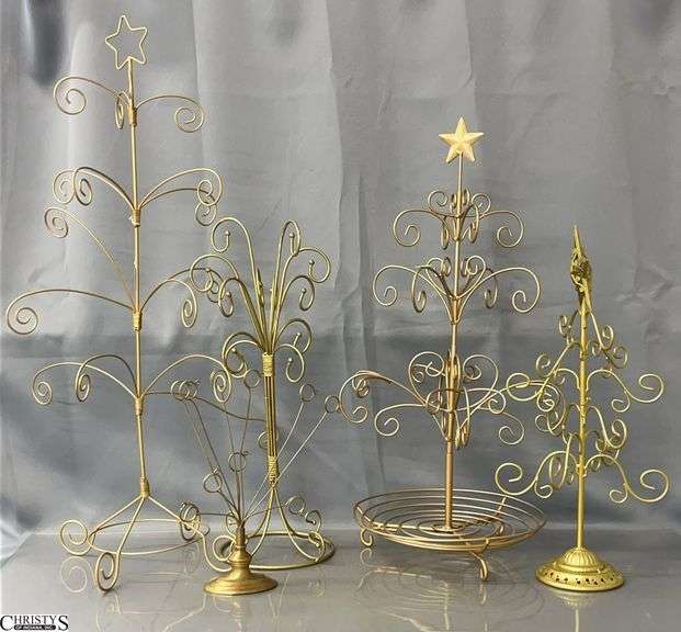 5 Gold Tone Metal Ornament and Photo Display Stands - 32" of tallest image