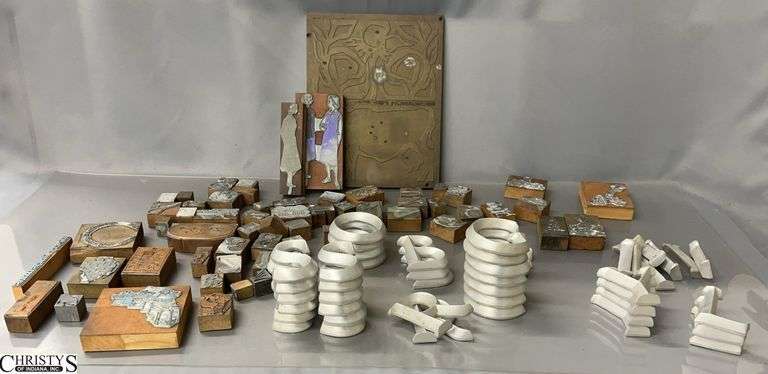 Assorted Stamps, Large Brass Stamp, Cast Metal Letters - 9" x 11" of brass stamp image