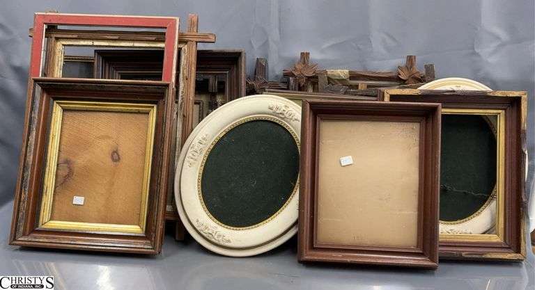 2 Boxes Assorted Open Frames and Art Frames - 18" x 20" of largest - some wear, missing pieces image